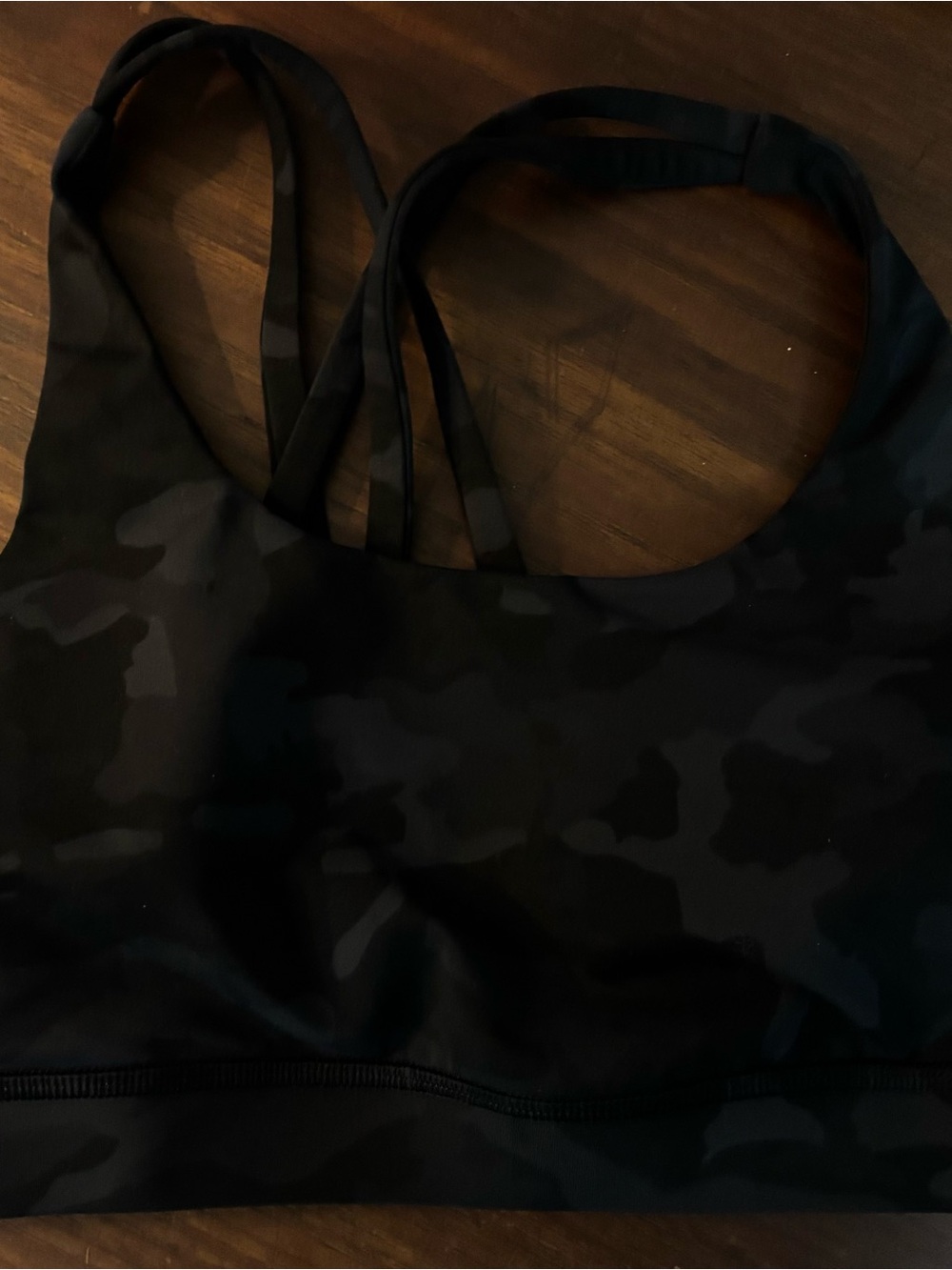 lululemon Energy Longline Black Camouflage Strappy Sports Bra